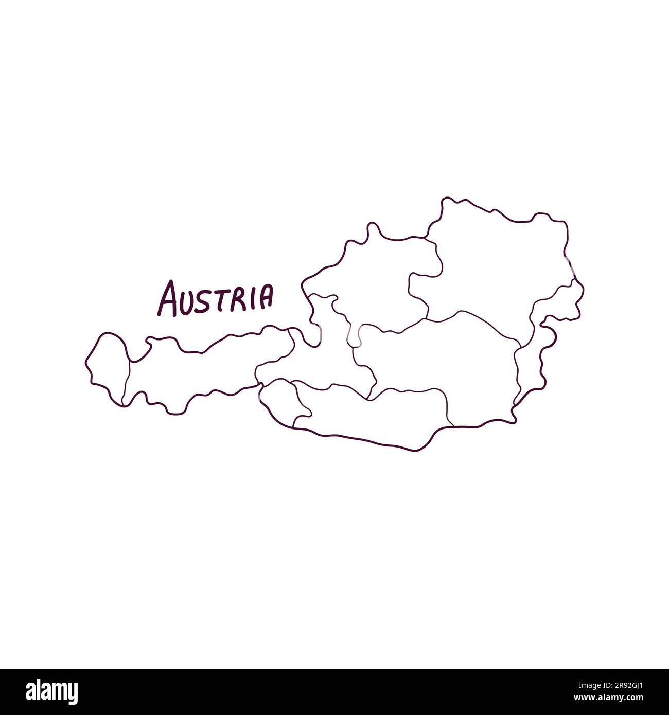 Carte Doodle dessinée à la main de l'Autriche. Illustration vectorielle Illustration de Vecteur Carte Doodle dessinée à la main de l'Autriche. Illustration vectorielle Illustration de Vecteur