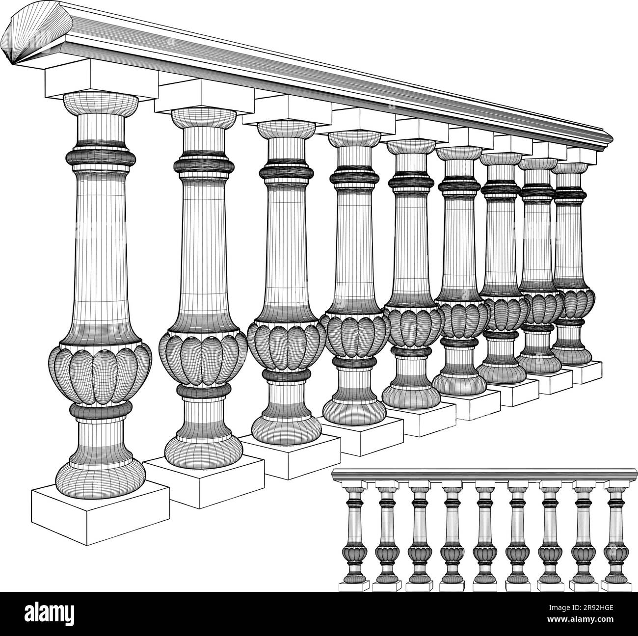 Balustrades Balster Vector. Illustration isolée sur fond blanc ...