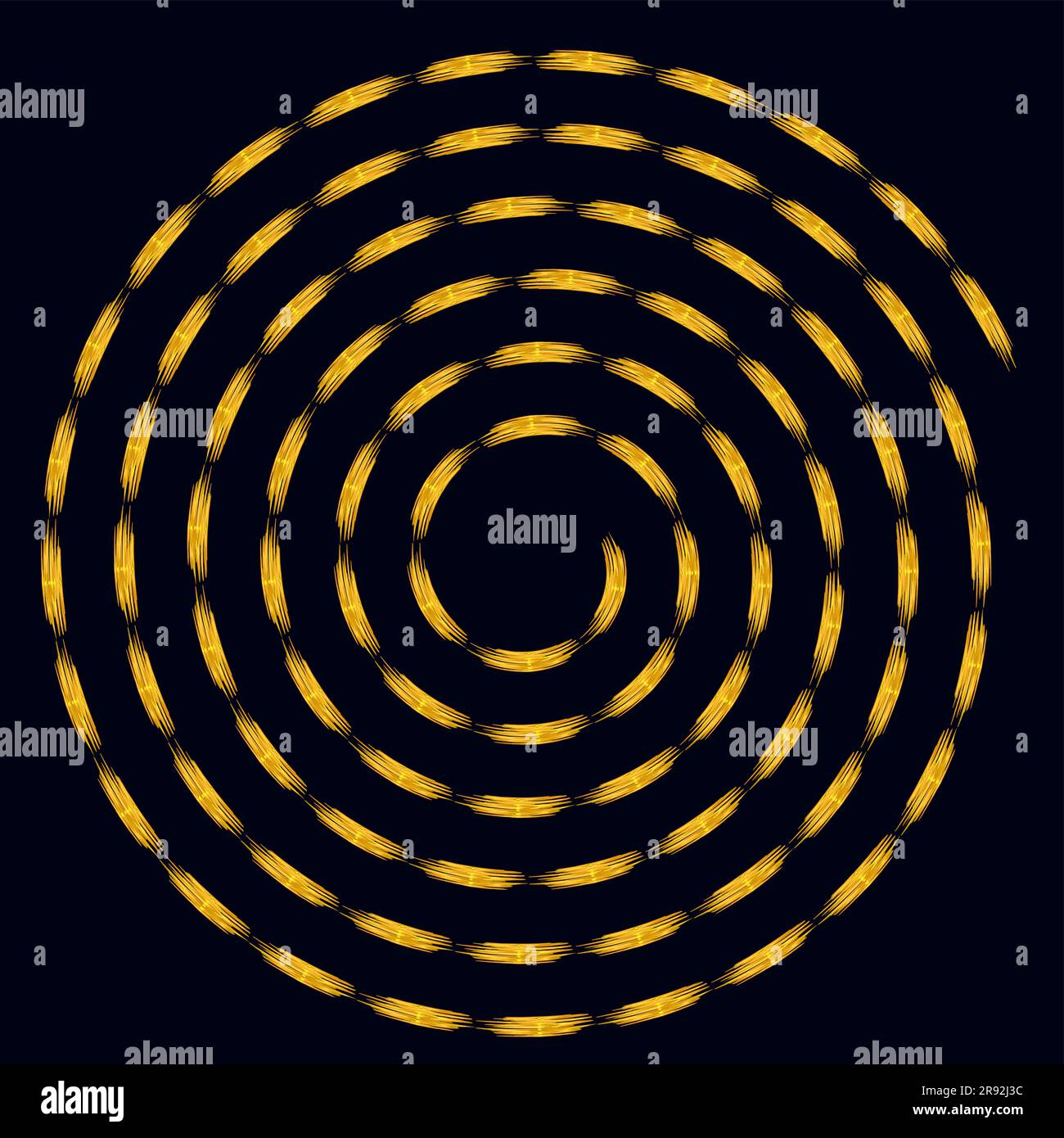 Lignes en spirale d'or. Art géométrique Illustration vectorielle abstraite de l'élément de conception. Isolé sur fond noir Illustration de Vecteur