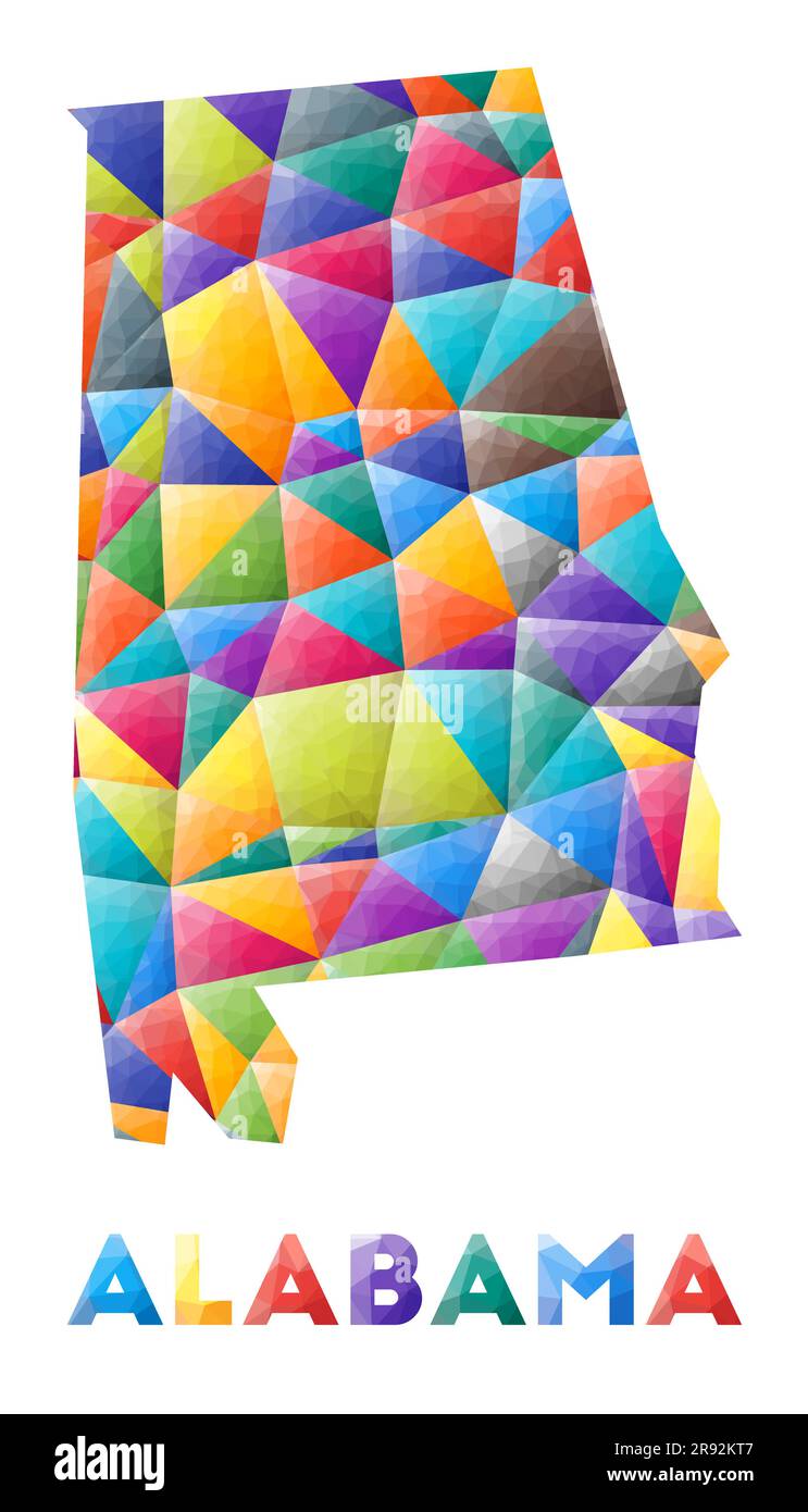 Alabama - forme basse en poly US coloré. Triangles géométriques multicolores. Design moderne et tendance. Illustration vectorielle. Illustration de Vecteur
