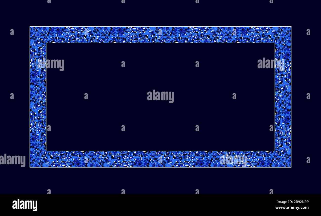 Mosaïque bleue cadre rectangulaire élément de design décoratif cadre d'image vertical ou horizontal Illustration vectorielle isolée sur fond sombre Illustration de Vecteur