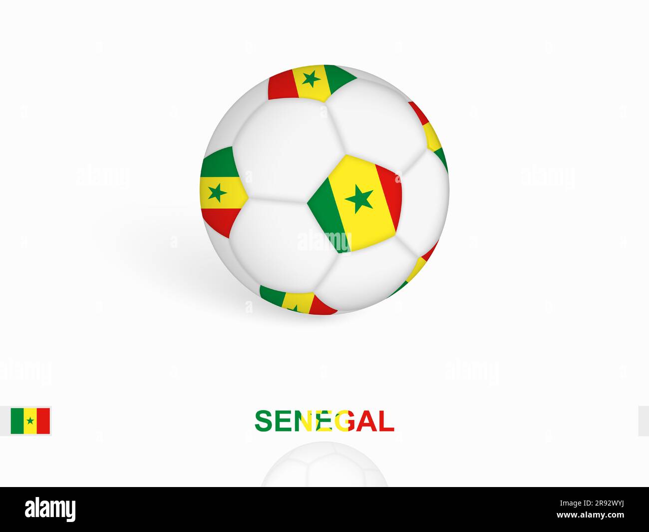 Ballon de football avec drapeau du Sénégal, équipement de sport de football. Illustration vectorielle. Illustration de Vecteur