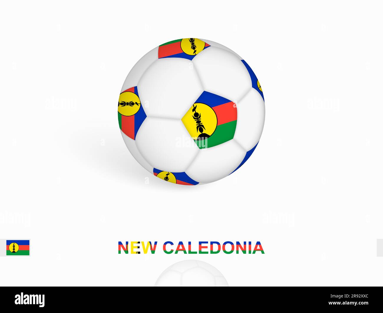 Ballon de football avec drapeau de la Nouvelle-Calédonie, équipement de sport de football. Illustration vectorielle. Illustration de Vecteur