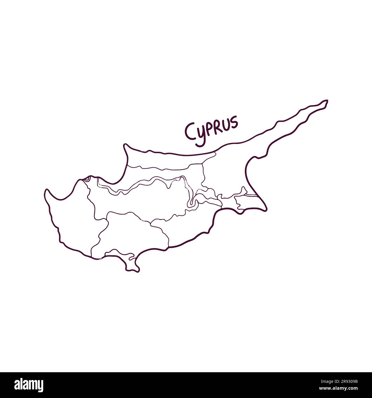 Carte Doodle de Chypre dessinée à la main. Illustration vectorielle Illustration de Vecteur