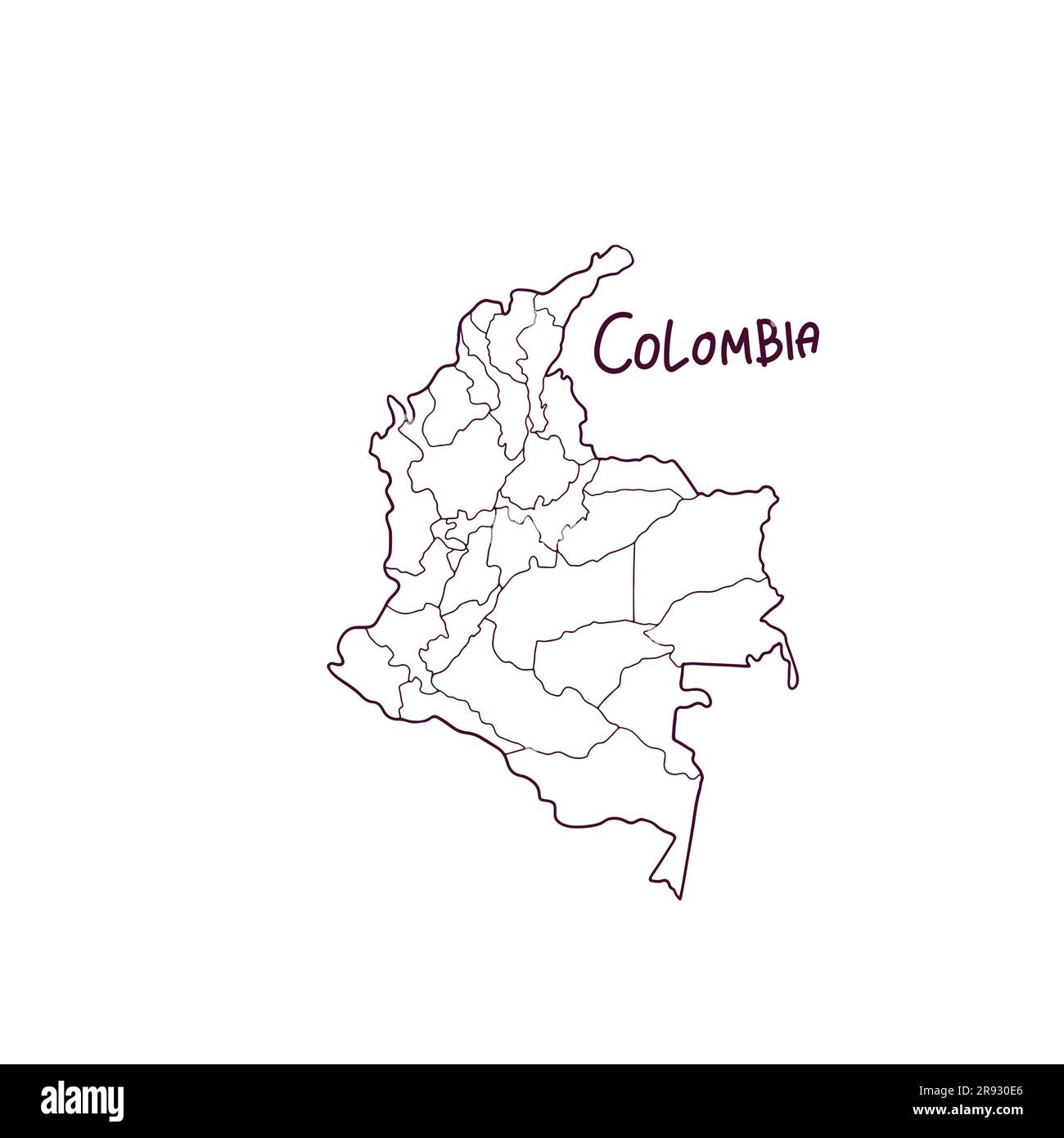 Carte Doodle dessinée à la main de Colombie. Illustration vectorielle Illustration de Vecteur