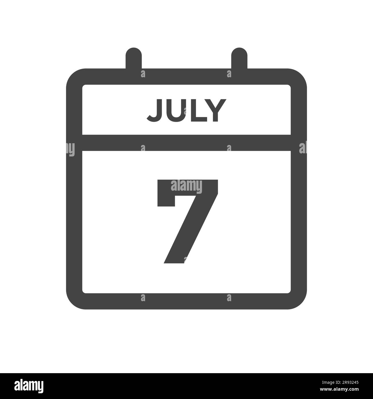 7 juillet jour calendaire ou Date calendrier pour l'échéance et le rendez-vous Illustration de Vecteur