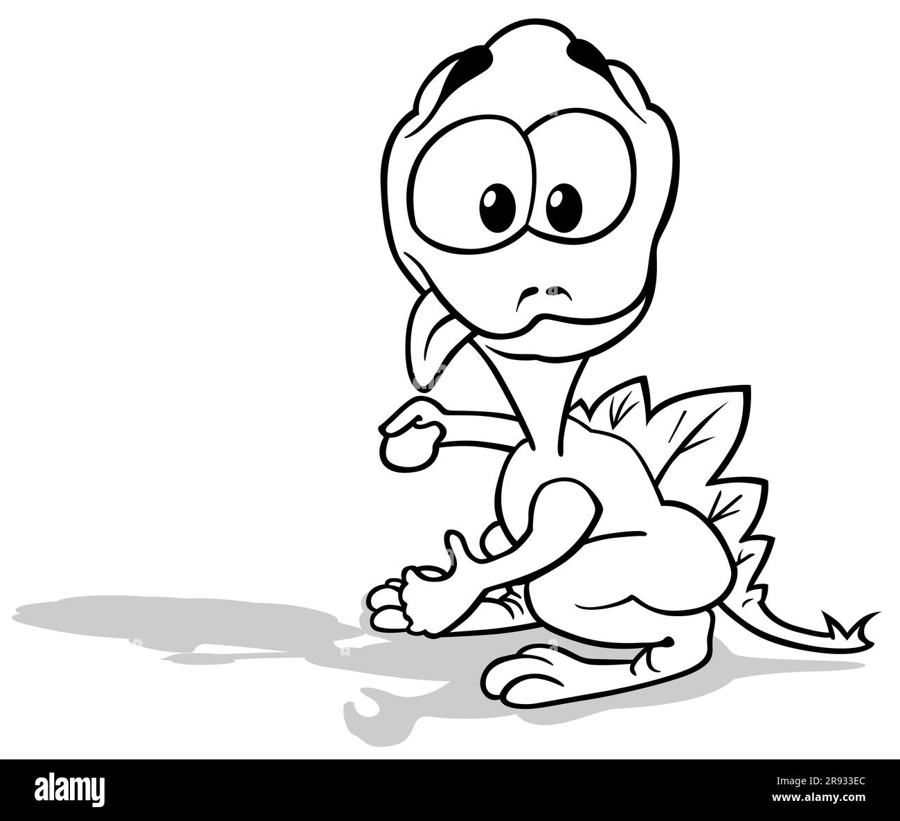 Dessin d'un dinosaure drôle avec une langue dehors Illustration de Vecteur