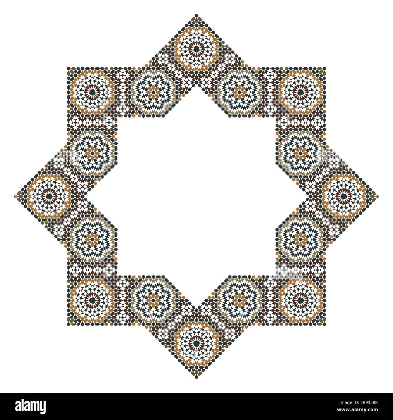 Étoile octogonale décorative avec un ornement de style arabe Illustration de Vecteur
