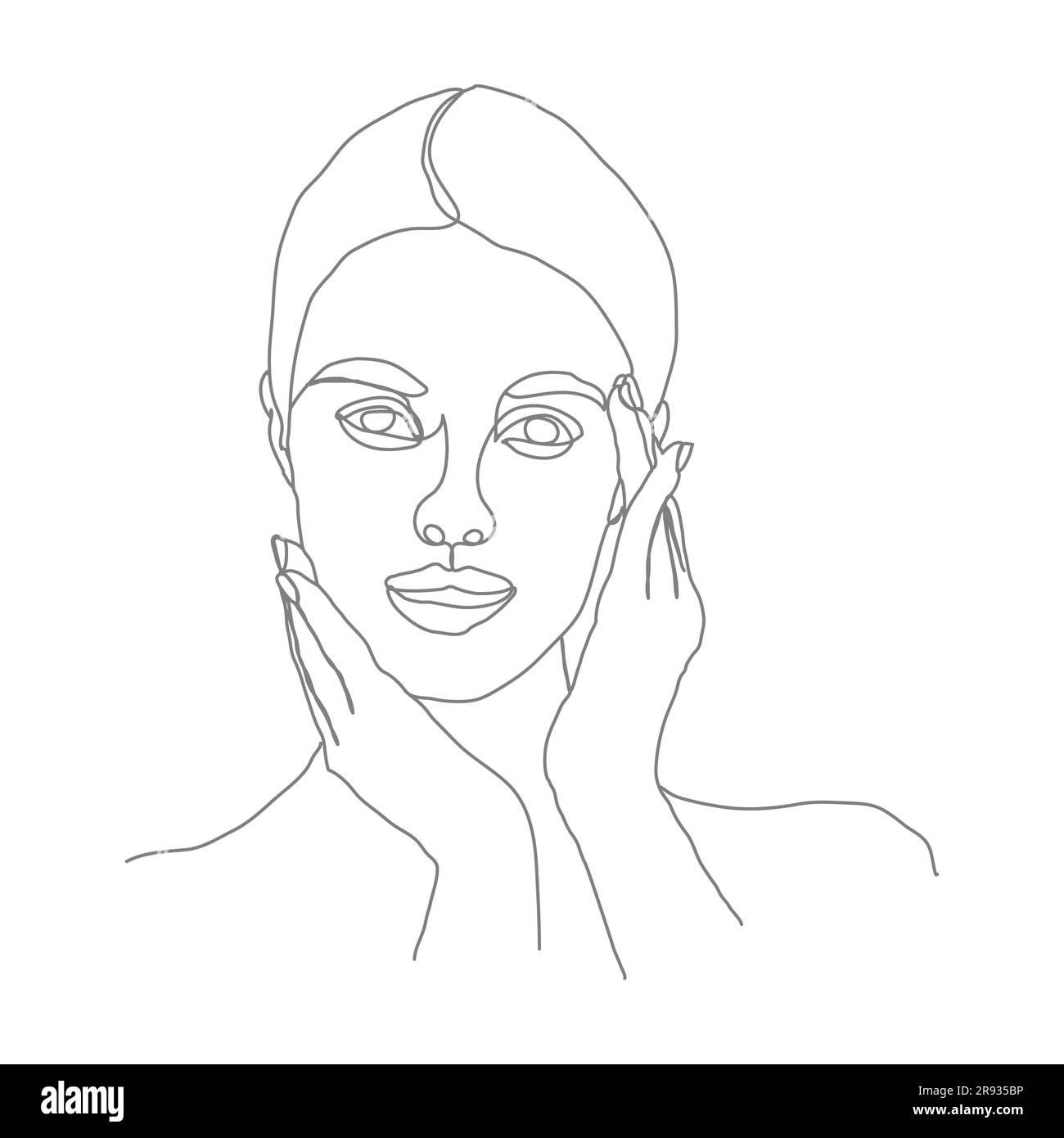 Portrait féminin abstrait de style linéaire. Illustration pour le design, les affiches et les idées créatives Illustration de Vecteur