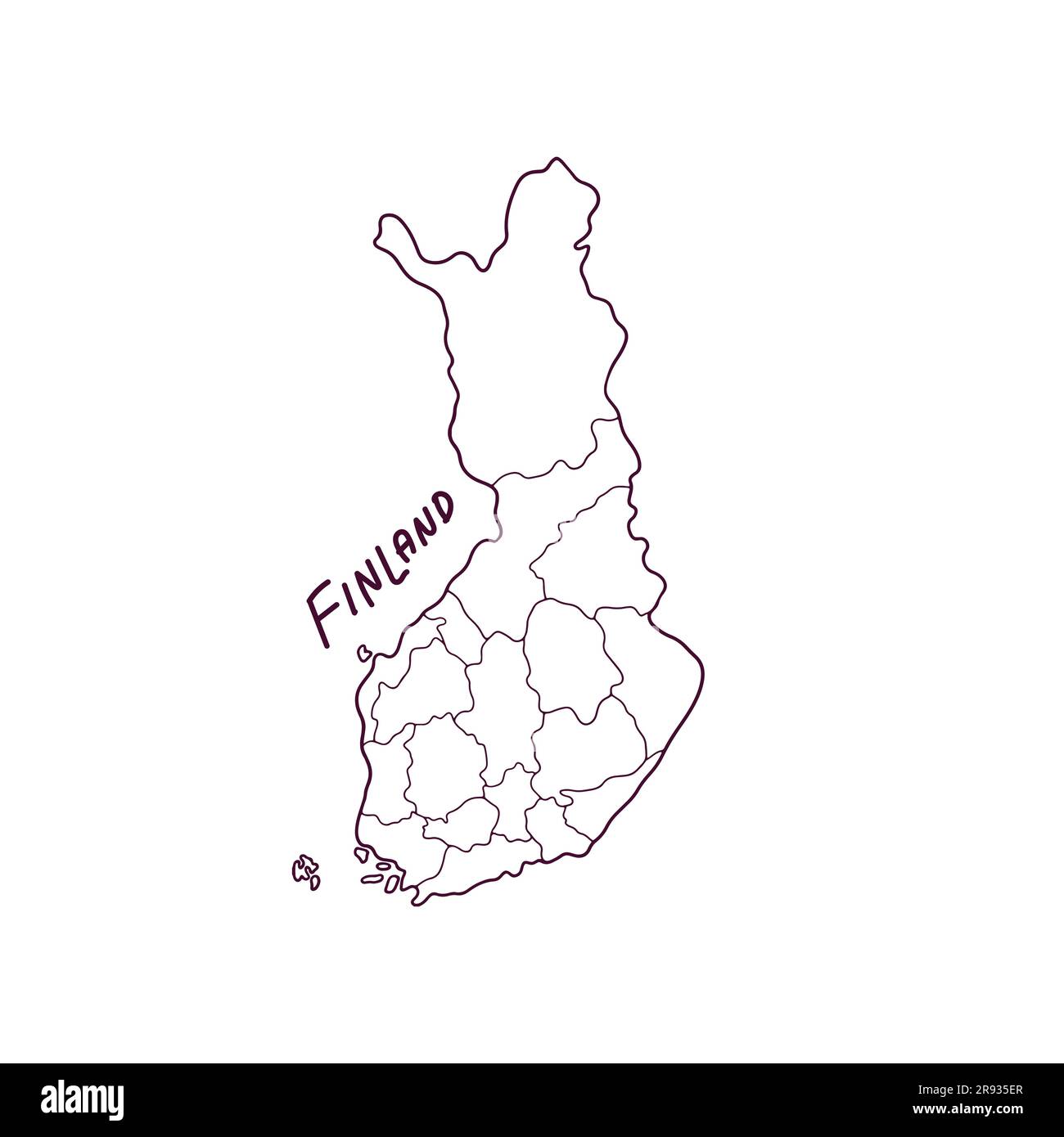Carte Doodle dessinée à la main de la Finlande. Illustration vectorielle Illustration de Vecteur