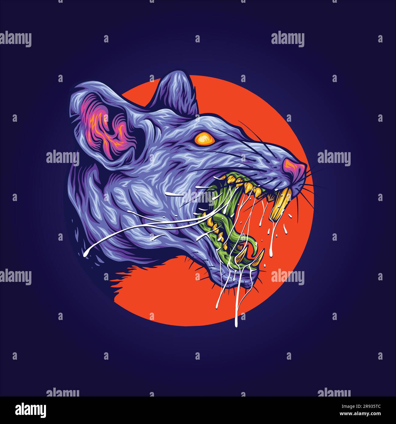 Terrifiante créature zombie tête de rat hante illustrations vectorielles d'illustration pour votre logo de travail, t-shirt de marchandise, autocollants et dessins d'étiquette, po Illustration de Vecteur