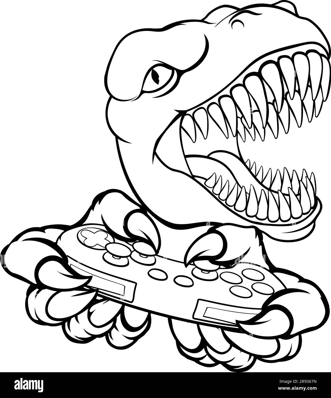 Contrôleur de jeu vidéo Gamer dinosaure Mascot Illustration de Vecteur