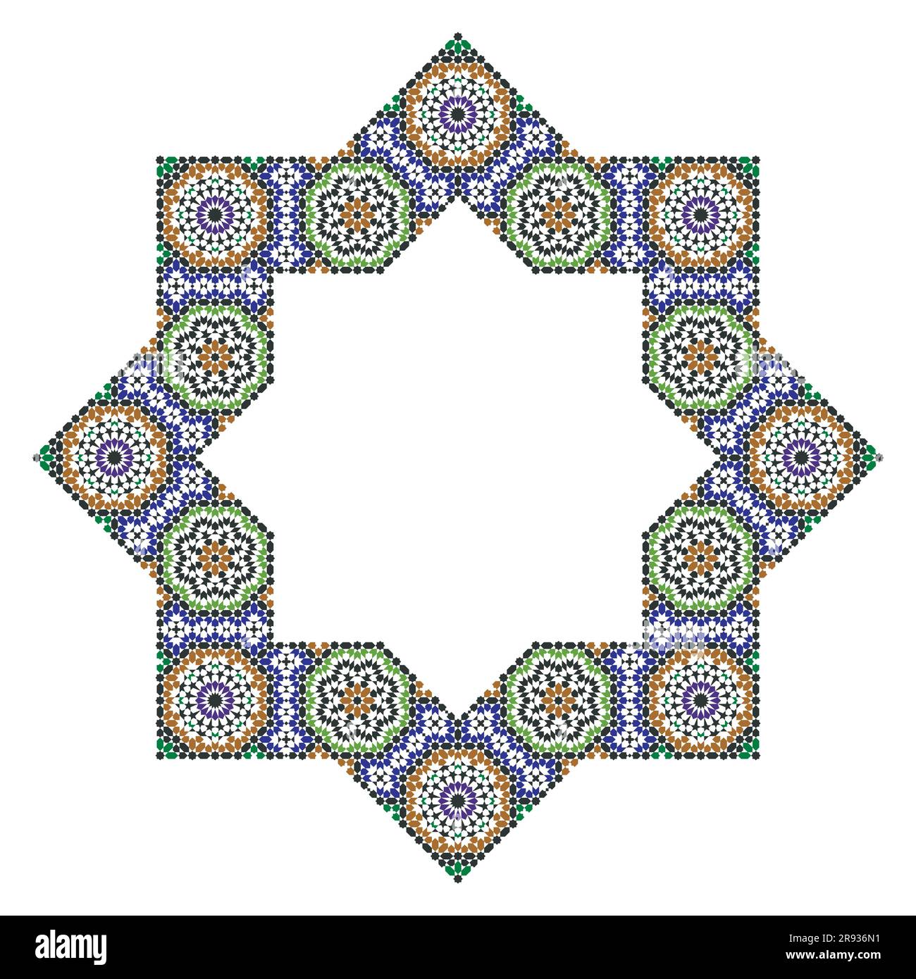 Étoile octogonale décorative avec un ornement de style arabe Illustration de Vecteur