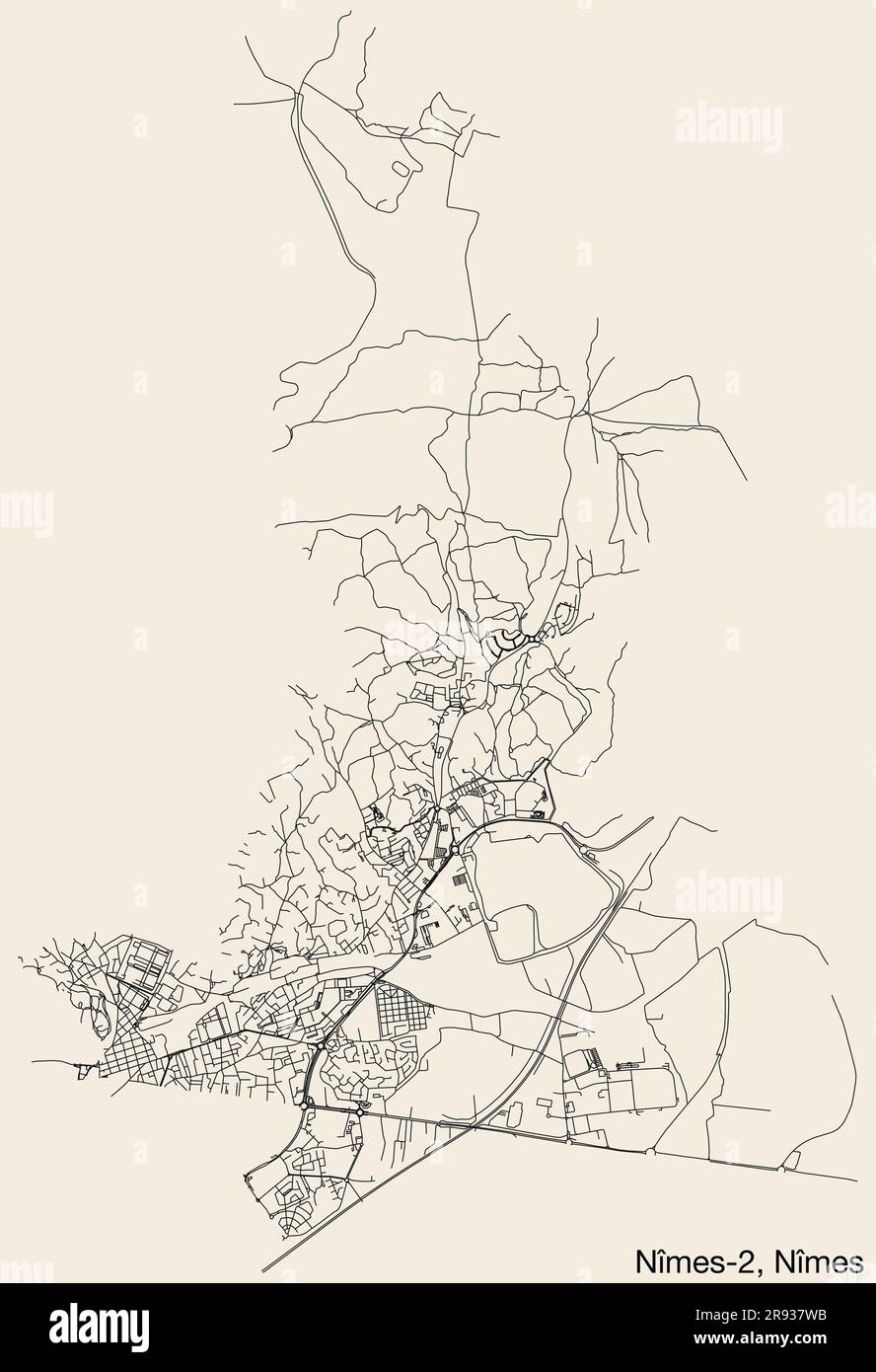 Plan des rues du CANTON DE NÎMES-2, NÎMES Illustration de Vecteur