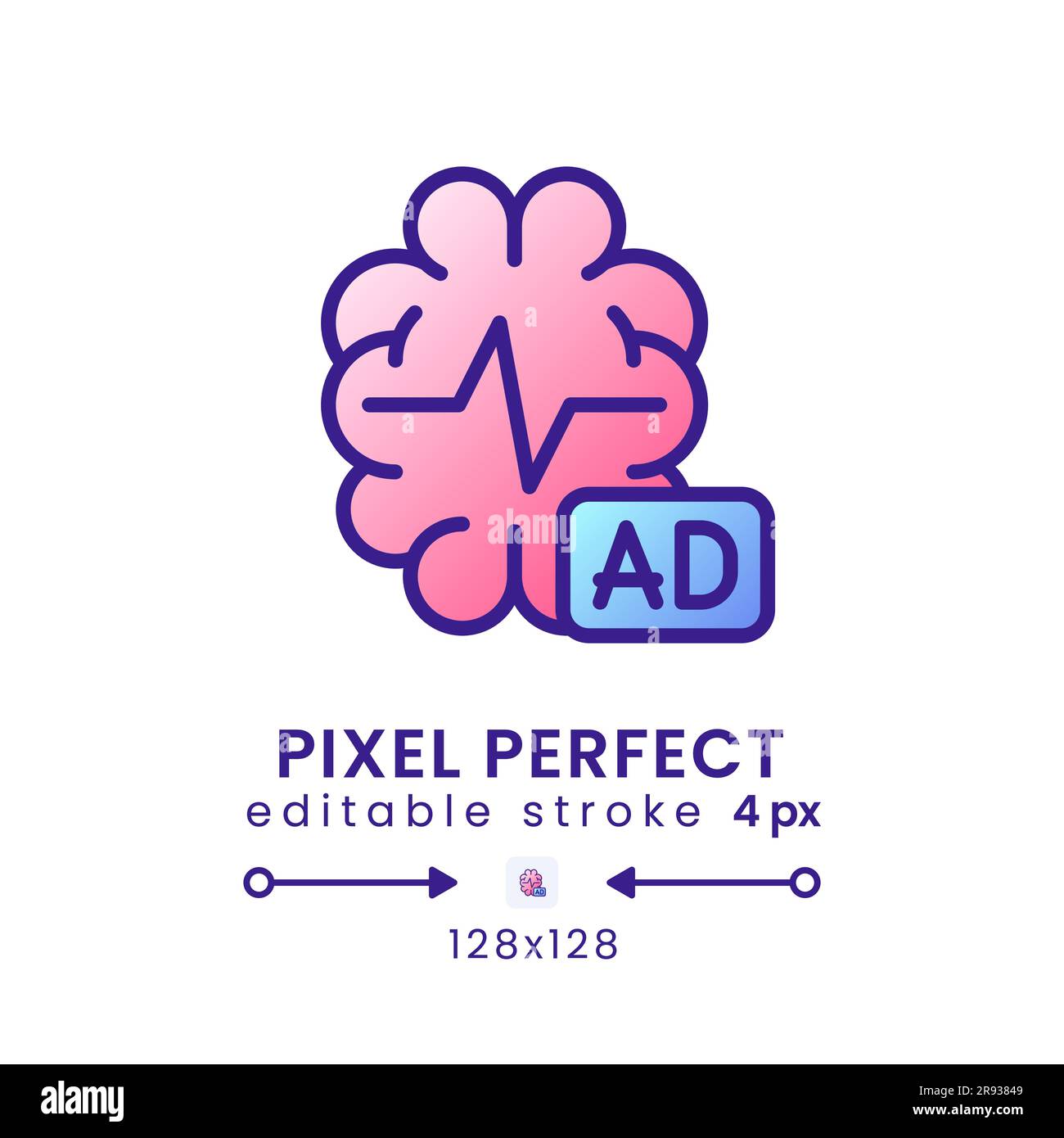 Icône du bureau de remplissage de gradient d'électroencéphalogramme Illustration de Vecteur