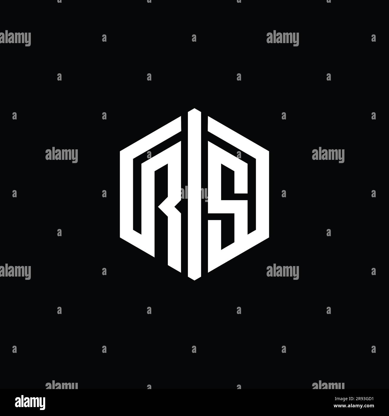 Logo lettre RS monogramme forme hexagonale avec modèle de conception de type contour de connexion Banque D'Images