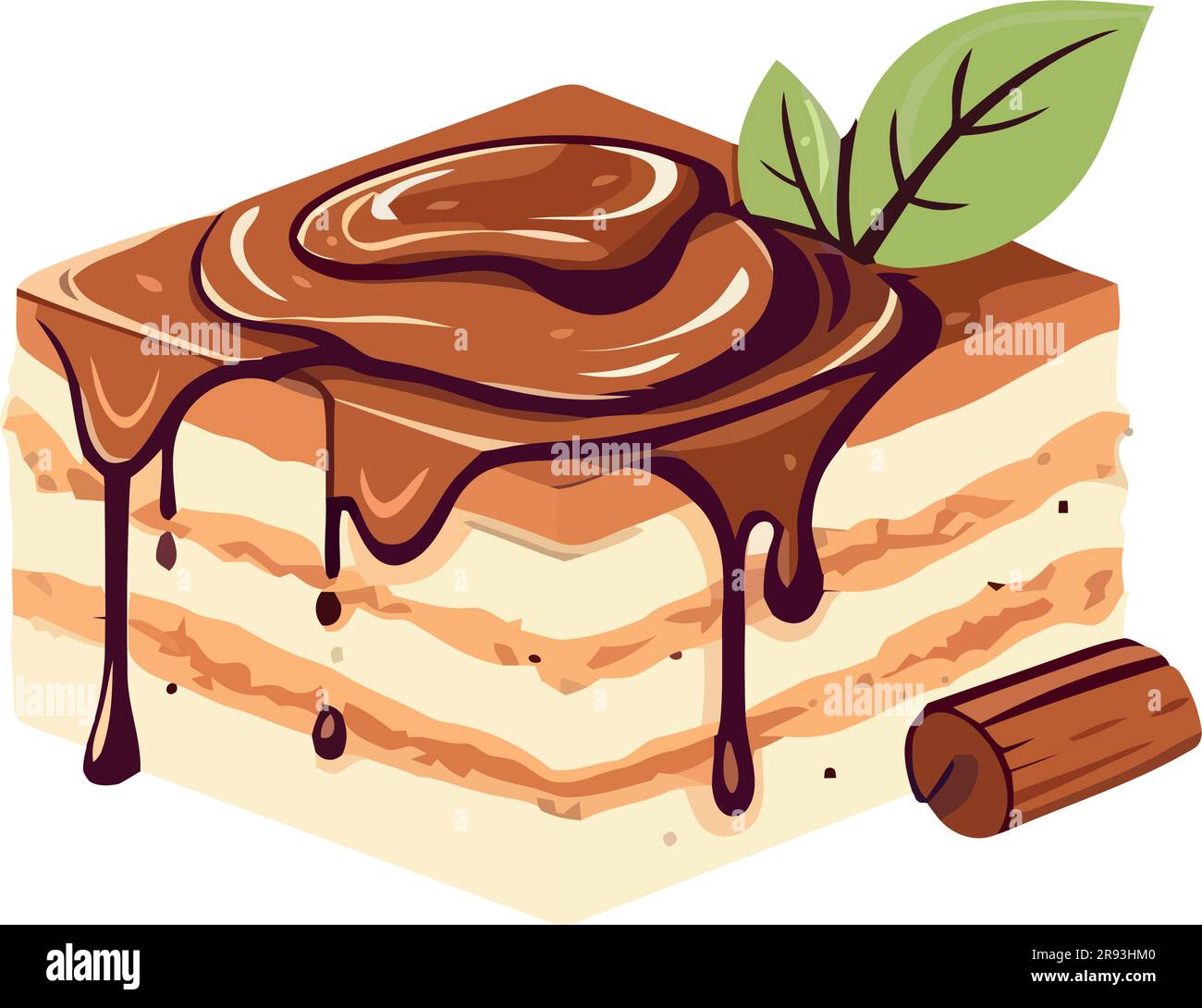 dessert gastronomique au chocolat sur fond blanc Illustration de Vecteur