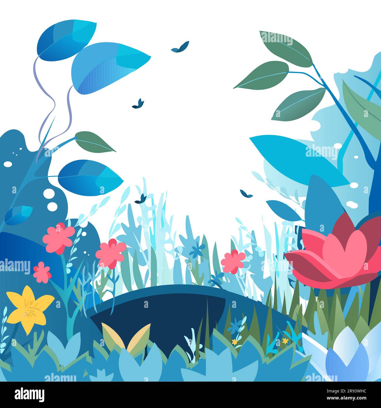 podium vectoriel plat de prairie fleurie Illustration de Vecteur