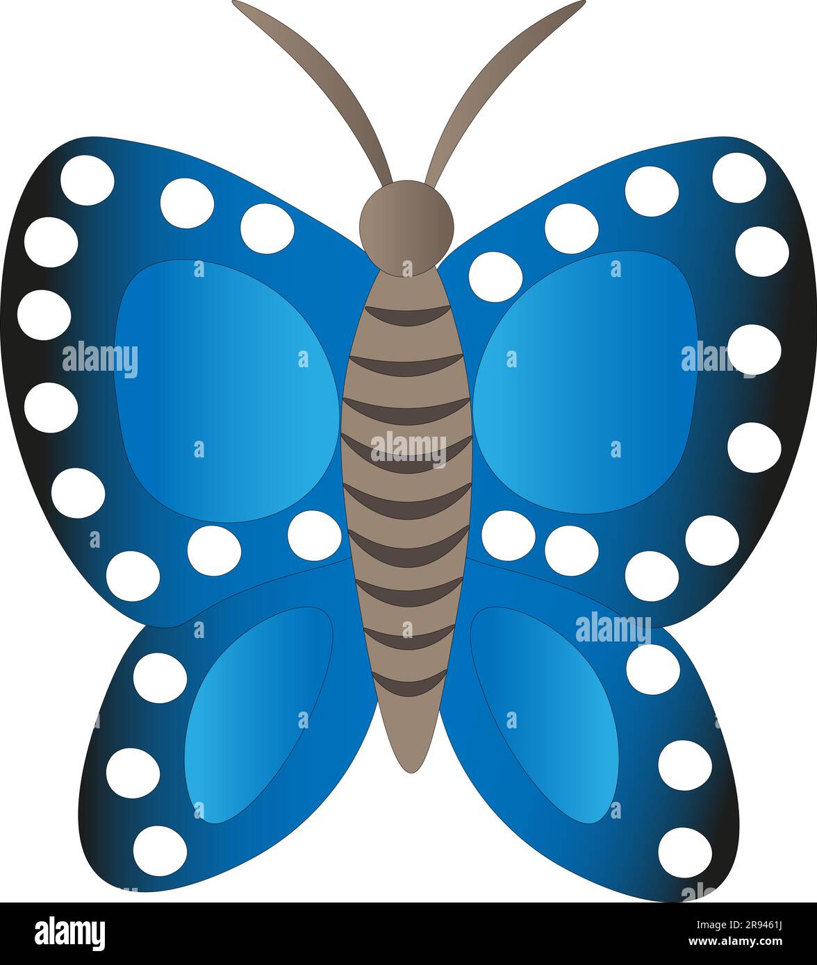 Papillon sur fond blanc, dessin pour enfants. Illustration de Vecteur