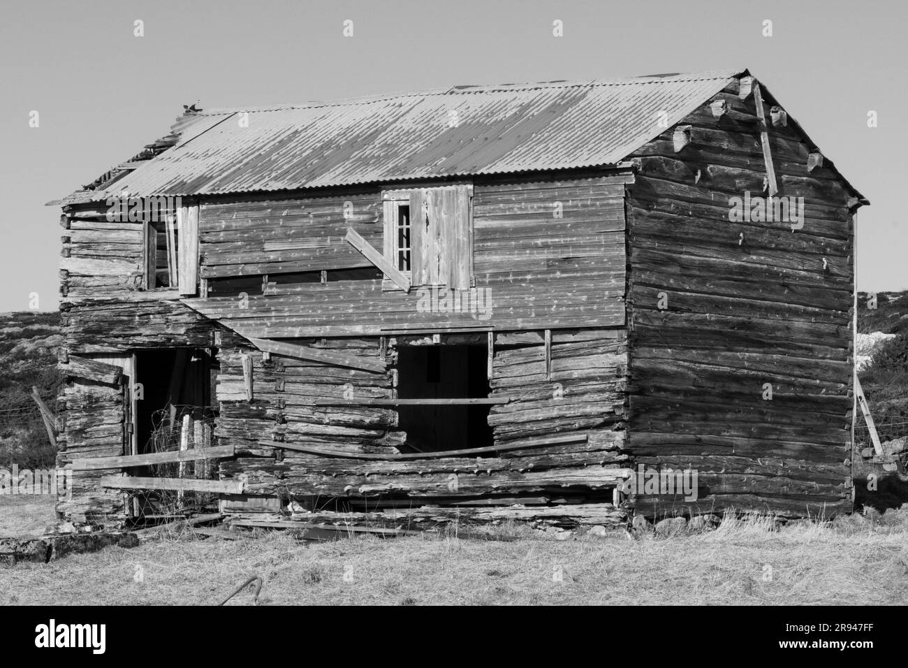 Une magnifique ferme abandonnée datant de 19th ans avec une vue à couper le souffle sur la côte norvégienne Banque D'Images