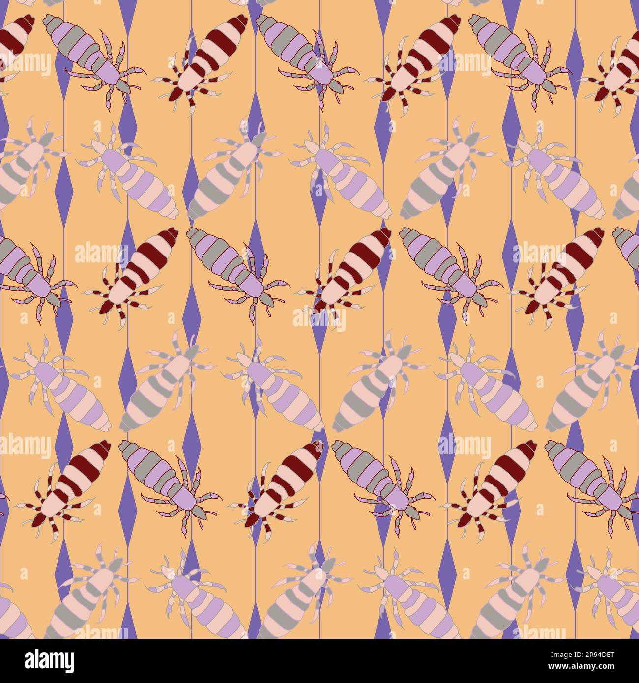 Motif insectes sans couture. Illustration vectorielle simple de style dessin animé plat pour papier d'emballage, décoration de pépinière. Illustration de Vecteur