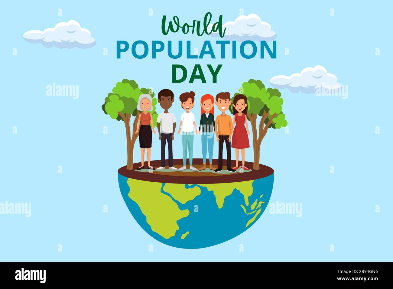 illustration de la journée de population du monde plat vector Banque D'Images