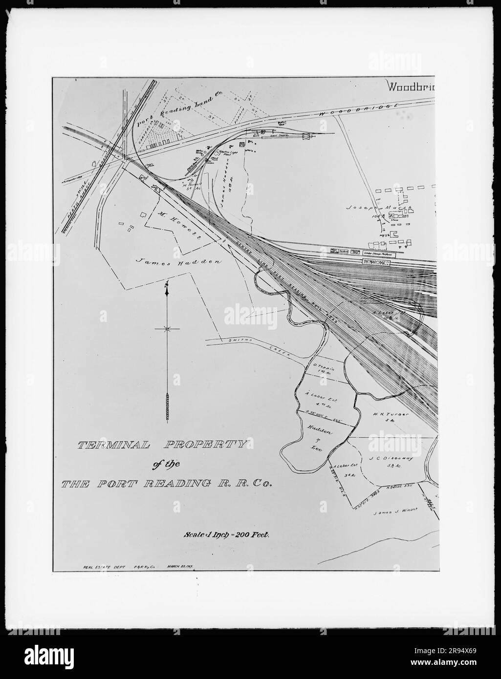 Propriété du terminal de Port Reading Railroad Co. (Plan du site). Négatifs en plaques de verre de la construction et de la réparation de bâtiments, d'installations et de navires au New York Navy Yard. Banque D'Images