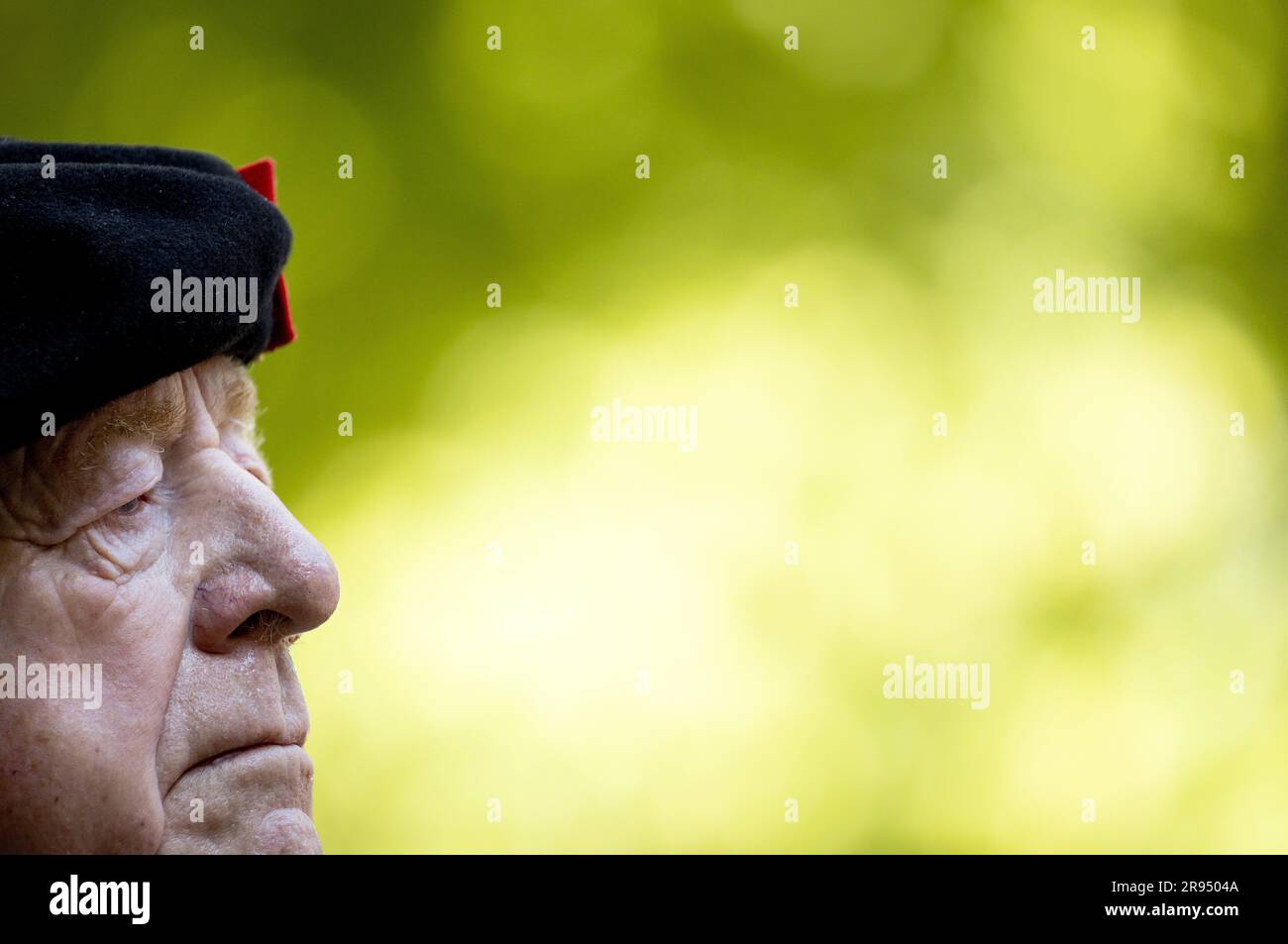 LA HAYE - Un vétéran lors de la cérémonie de remise des médailles au Lange Voorhout. Cet hommage rend hommage à plus de 100 000 anciens combattants néerlandais qui ont travaillé pour la paix depuis la Seconde Guerre mondiale. ANP KOEN VAN WEEL pays-bas hors - belgique hors Banque D'Images