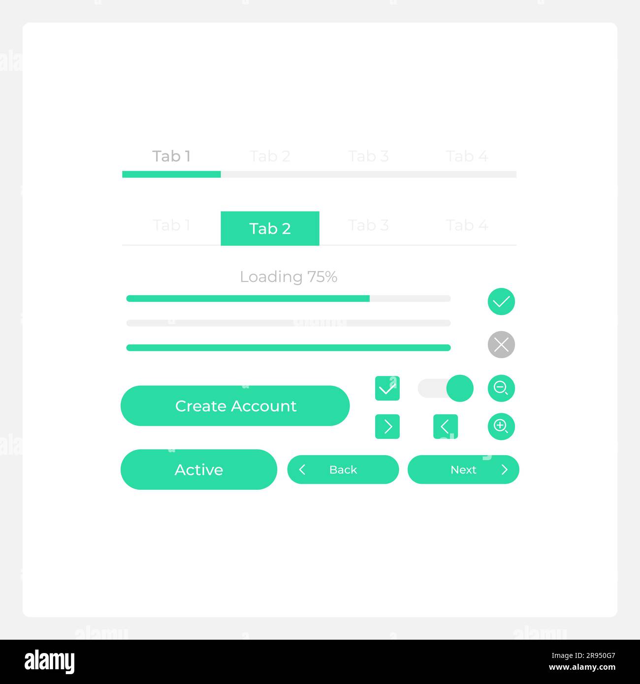 Kit d'éléments d'interface utilisateur pour l'enregistrement utilisateur Illustration de Vecteur