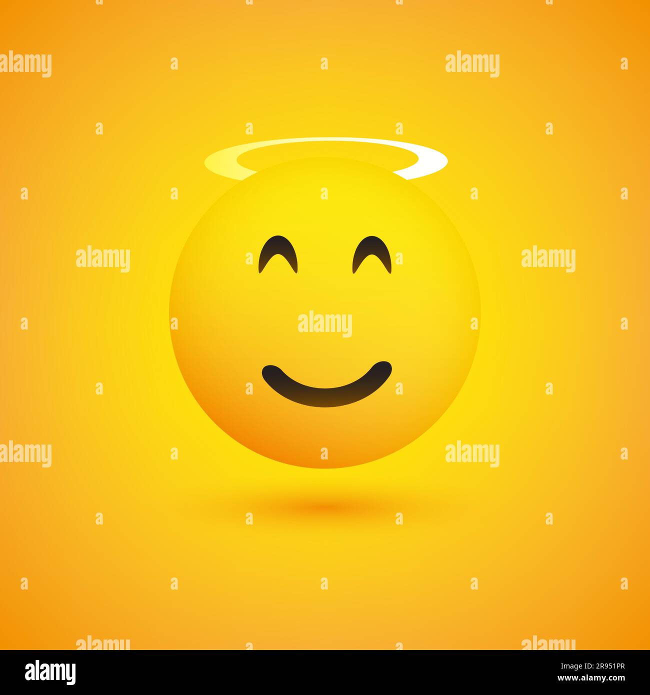 Visage Cheeky souriant avec Angel Halo - Emoticon concept Design Illustration de Vecteur