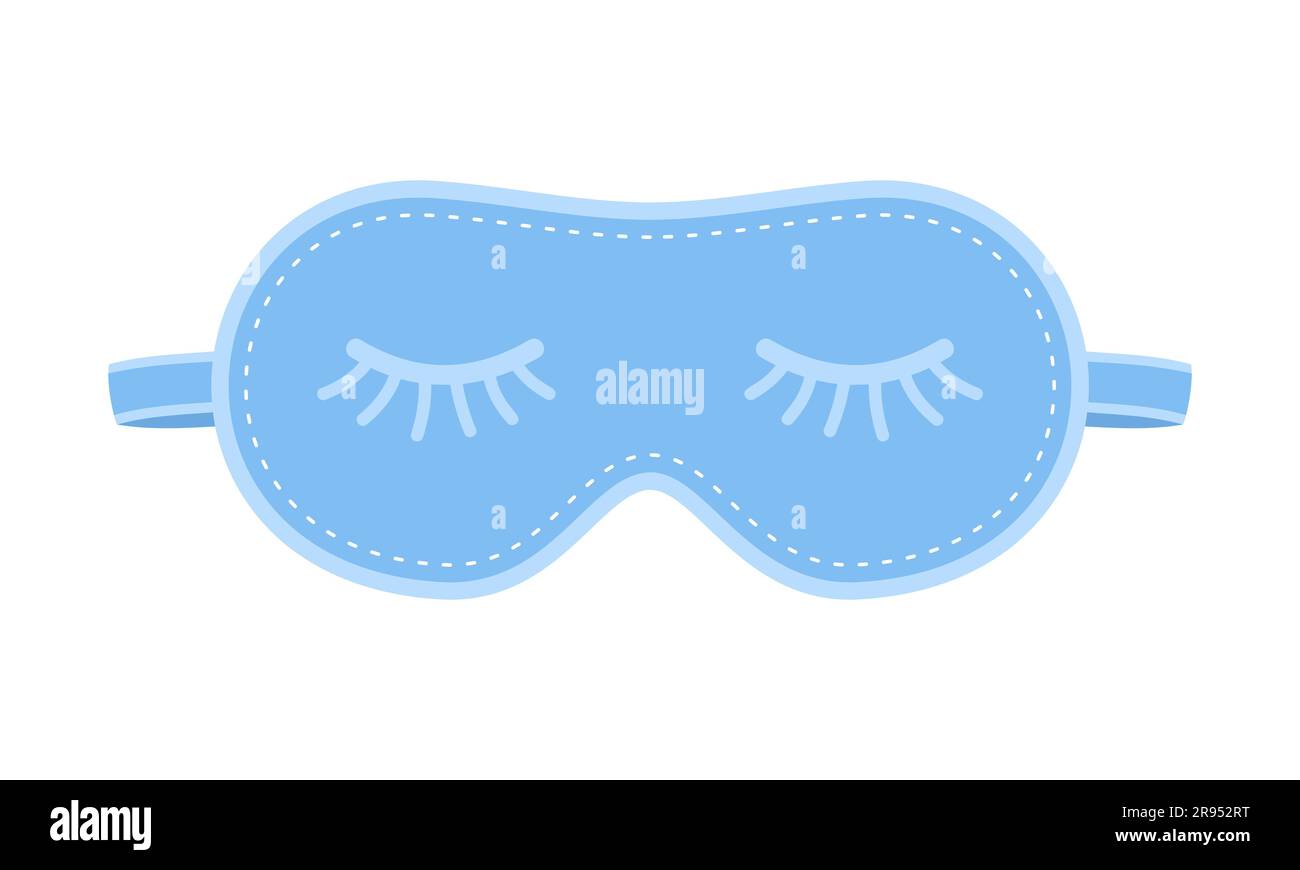 Masque de sommeil bleu avec motif yeux fermés isolé sur fond blanc. Illustration vectorielle plate Illustration de Vecteur