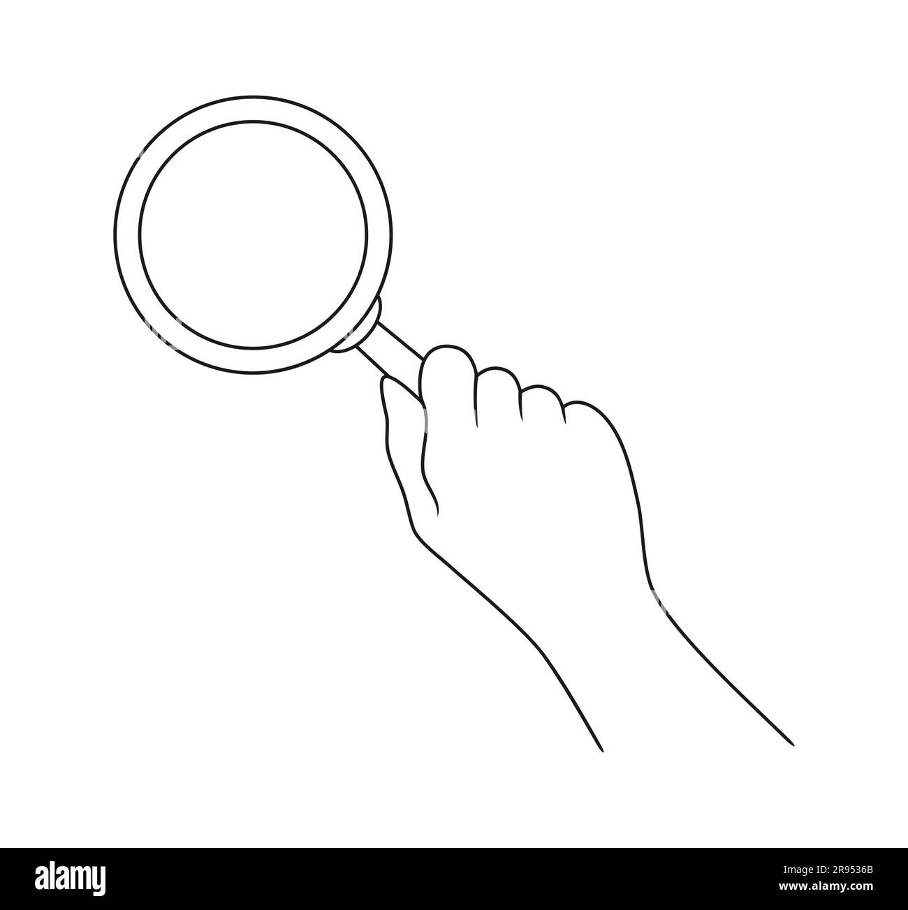 Une main tenant une loupe. Illustration vectorielle dans un style de ...