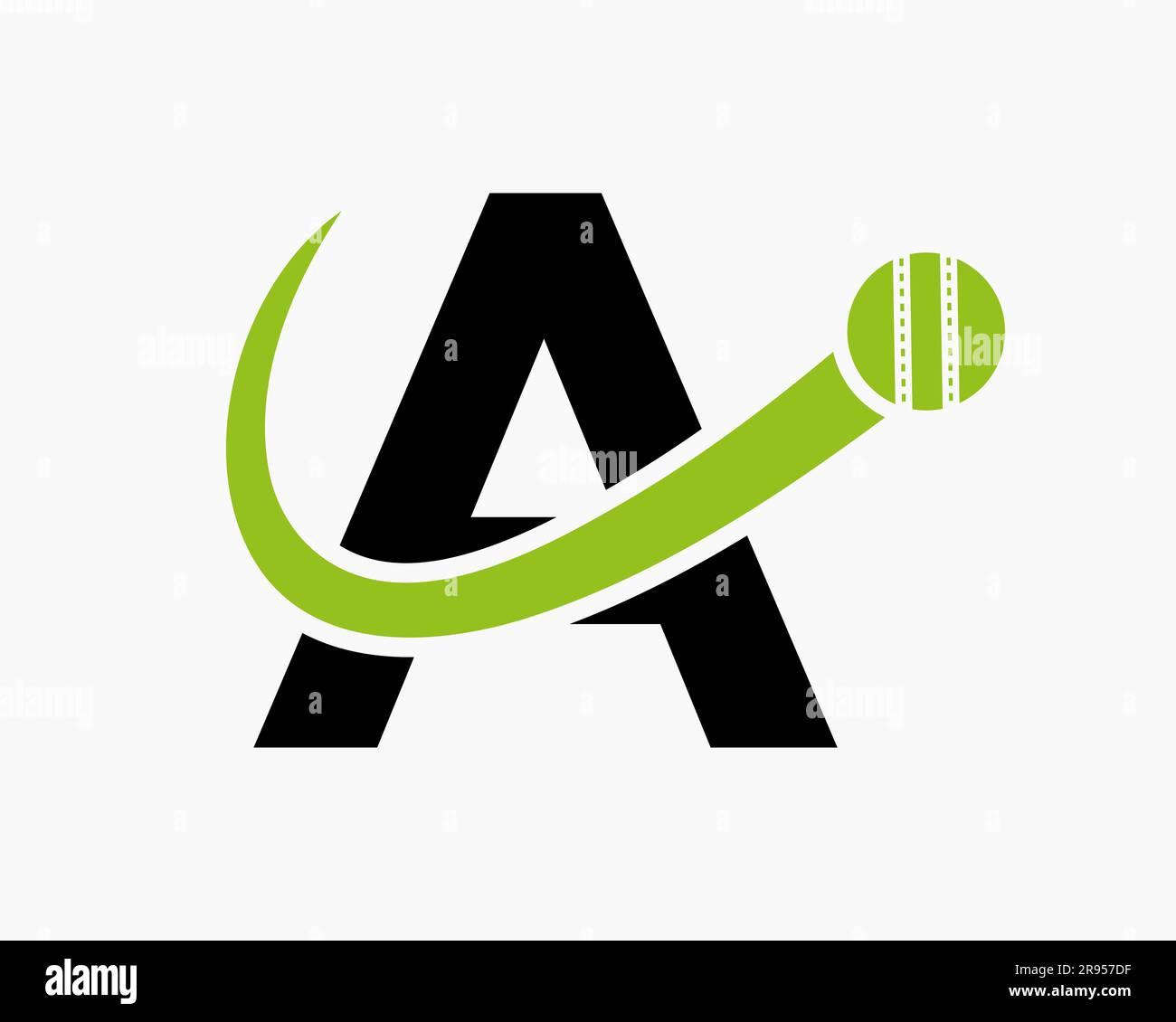 Lettre A Cricket logo concept avec icône Moving ball pour le symbole du Cricket Club. Panneau Cricketer Illustration de Vecteur