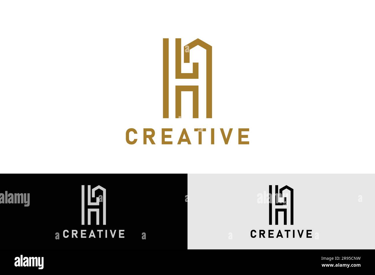 Logo de combinaison d'icônes de maison avec lettre H. lettre initiale H. logo de style monogramme. Logo créatif professionnel. conception simple modifiable Illustration de Vecteur