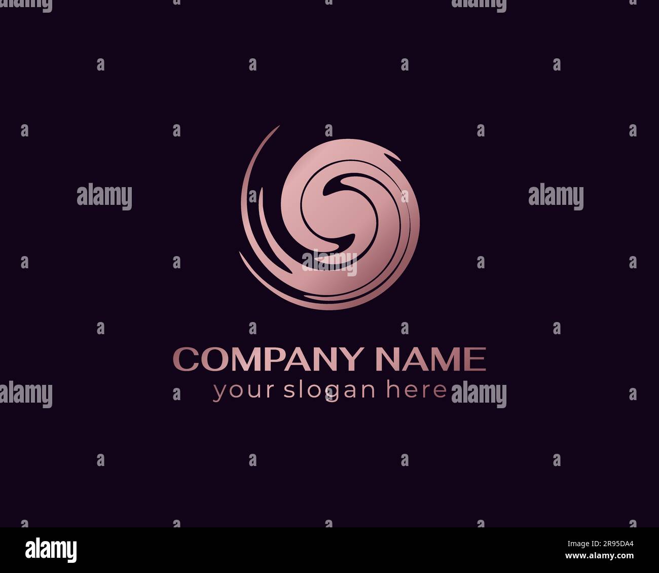 Logo rond en spirale. Ondulations élégantes et ondulantes de tissu. Modèle pour créer un design de luxe unique, logo, œuvres d'art, expositions, ventes aux enchères, entreprise pro Illustration de Vecteur