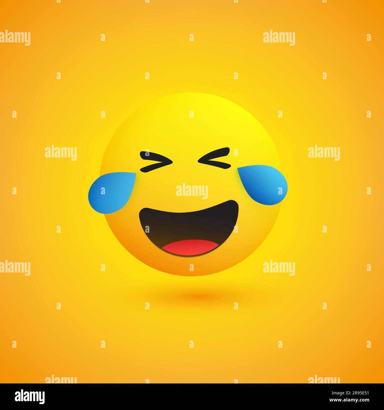 Face aux larmes de joie - Emoticon en riant sur fond jaune - Illustration vectorielle Illustration de Vecteur