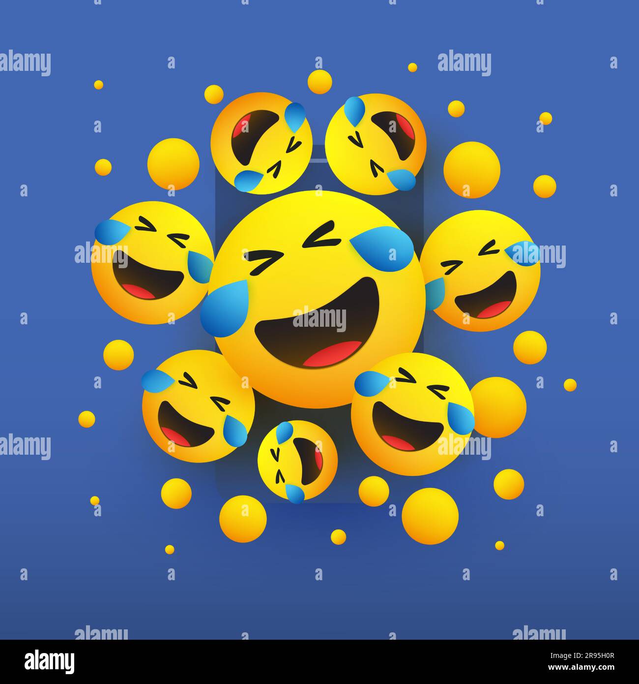Visages avec larmes de joie - émoticônes riant en pleurs devant un écran de smartphone, Vector concept Illustration Illustration de Vecteur