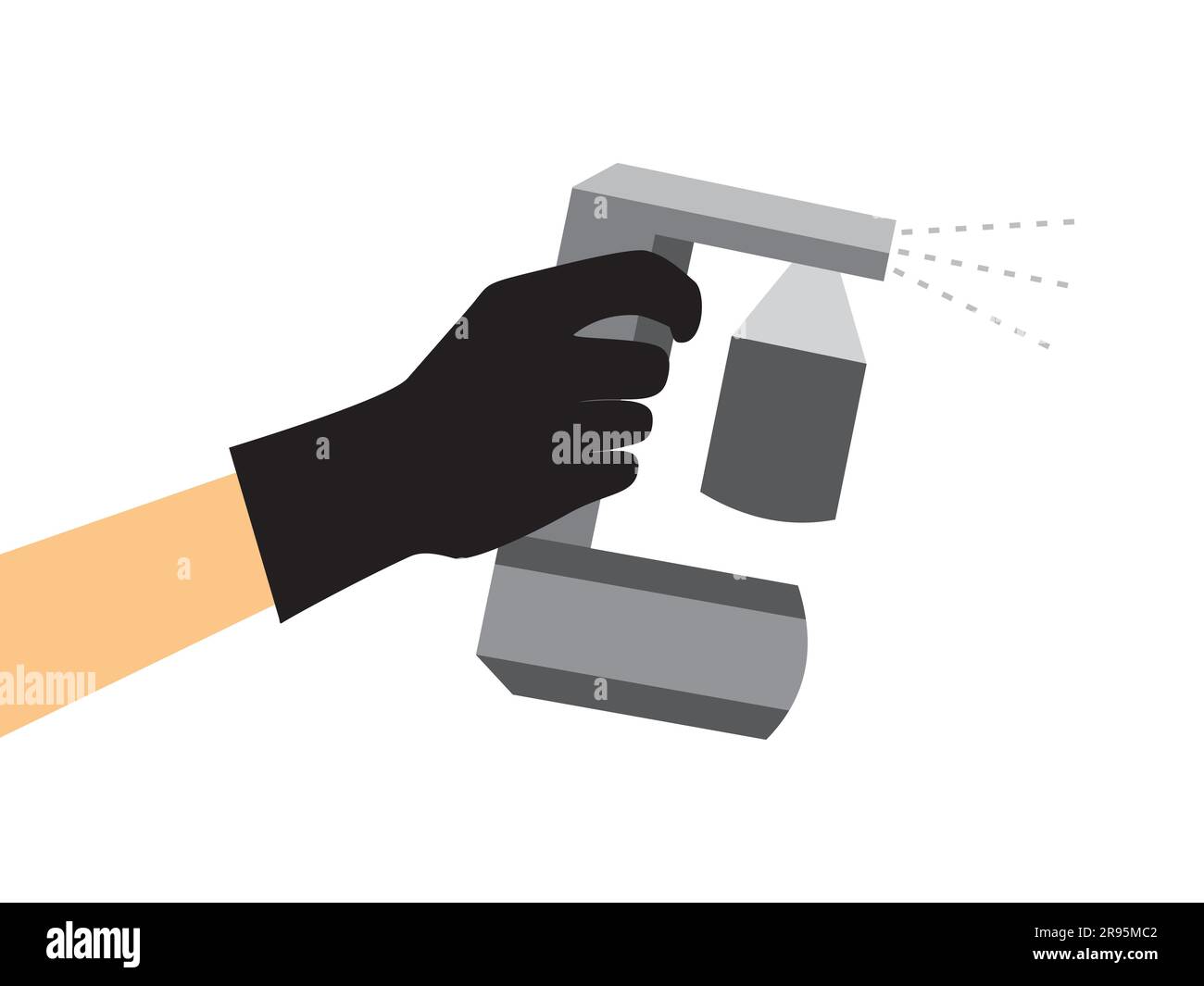 Main dans un gant noir tient une machine gris spray Havane. Illustration vectorielle de la procédure de bronzage automatique Illustration de Vecteur