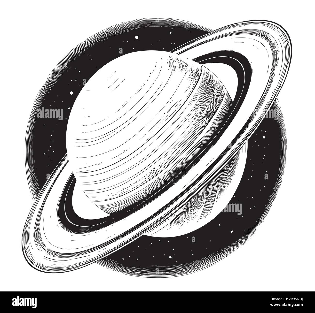 Dessin de Planet Saturn dessiné à la main dans l'illustration de style Doodle Cosmos Illustration de Vecteur