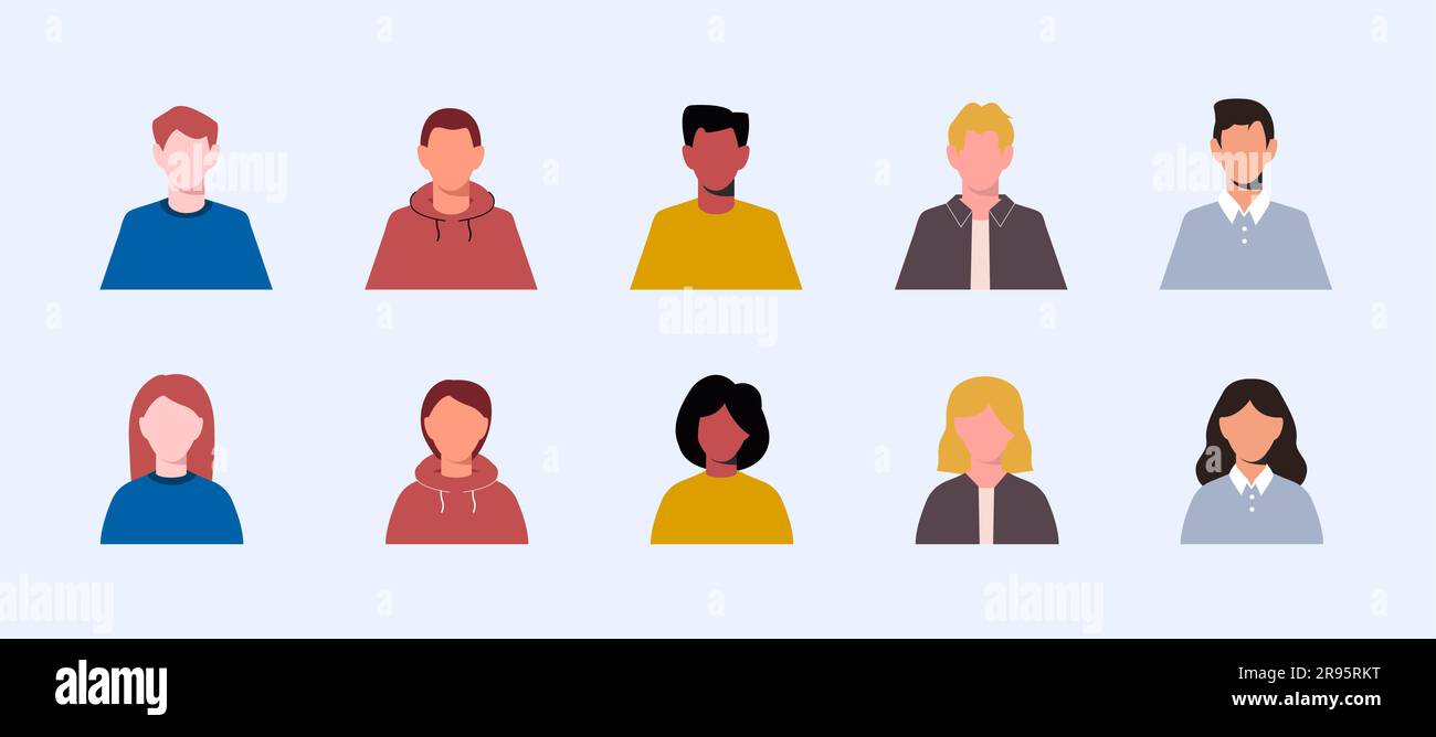 Ensemble d'icônes de profil d'avatar, y compris masculin et féminin. Avatar Illustration de Vecteur