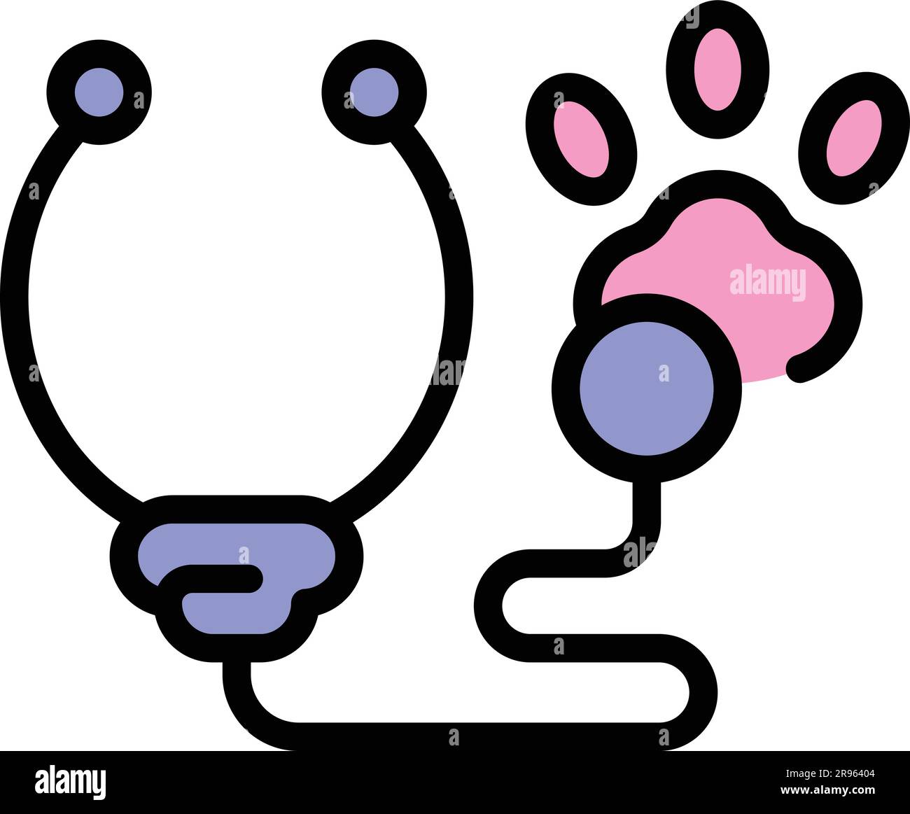 Icône stéthoscope clinique vétérinaire. Contour clinique vétérinaire stéthoscope icône vecteur pour la conception de sites Web isolé sur fond blanc couleur plat Illustration de Vecteur