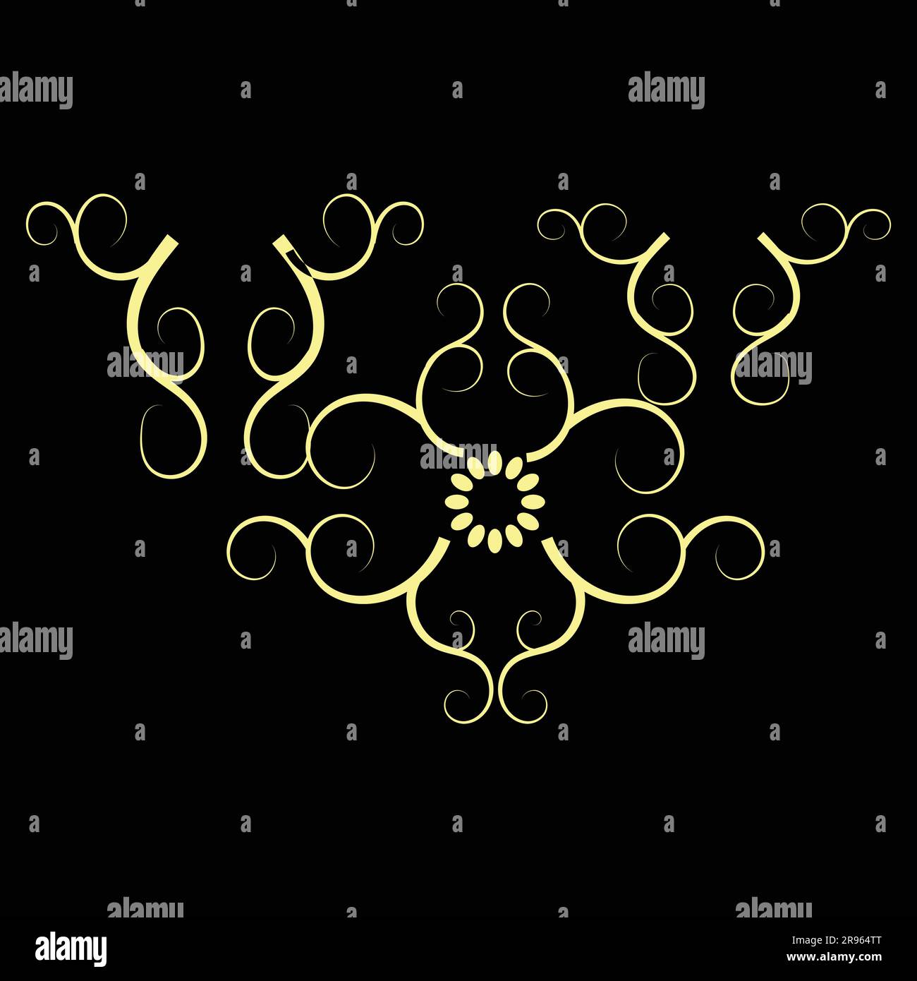 Motif floral décoratif en dégradé doré haut de gamme art vectoriel symétrique Illustration de Vecteur