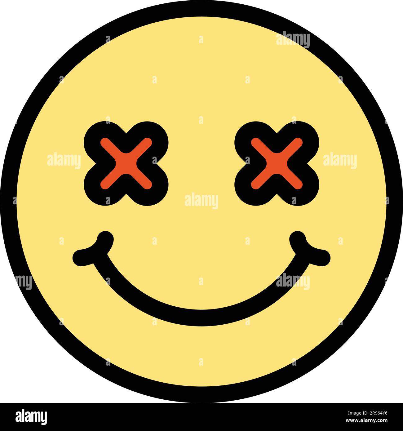 Icône emoji des yeux croisés. Contour yeux croisés émotiji vecteur icône pour la conception de Web isolé sur fond blanc couleur plate Illustration de Vecteur