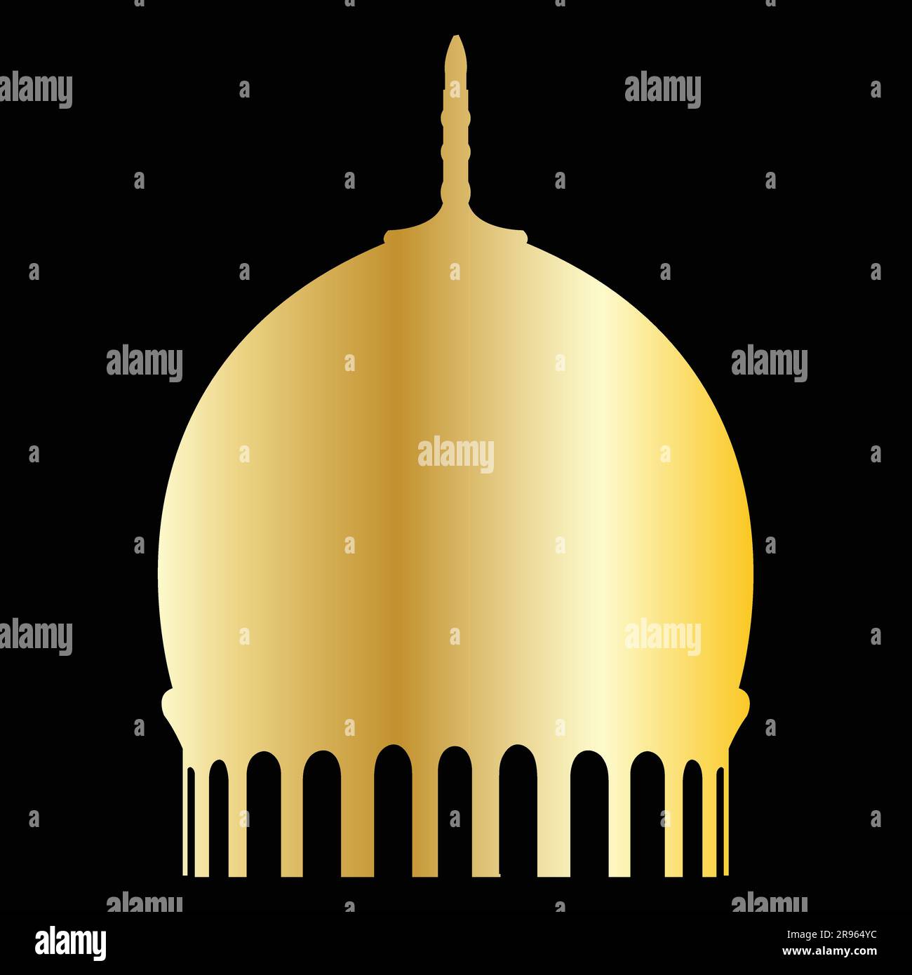 Magnifique dôme islamique dans le Golden gradient Masjid Palace House Bureau bâtiment culte Illustration de Vecteur