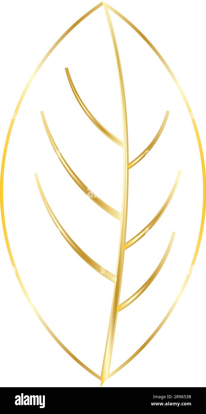 Motif floral décoratif en feuilles avec branches en dégradé doré haut de gamme art vectoriel sans couture symétrique Illustration de Vecteur