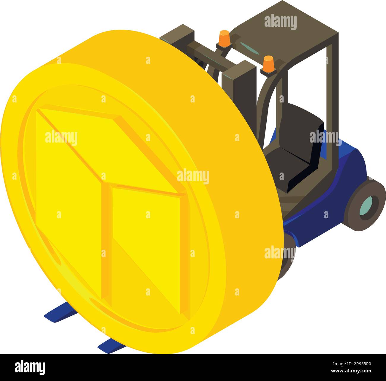 Vecteur isométrique de l'icône de crypto-monnaie néo. Grande pièce de monnaie néo dorée et chariot élévateur. Monnaie numérique, concept de crypto-monnaie Illustration de Vecteur