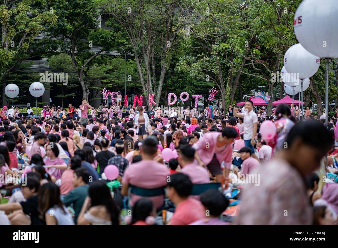 Singapour. 24th juin 2023. Des milliers célèbrent 'Pink Dot SG' dans Hong Lim Park, le premier rassemblement du mois de la fierté depuis l'abrogation de la loi anti-gay de la section 377A. (Credit image: © Maverick ASIO/ZUMA Press Wire) USAGE ÉDITORIAL SEULEMENT! Non destiné À un usage commercial ! Banque D'Images