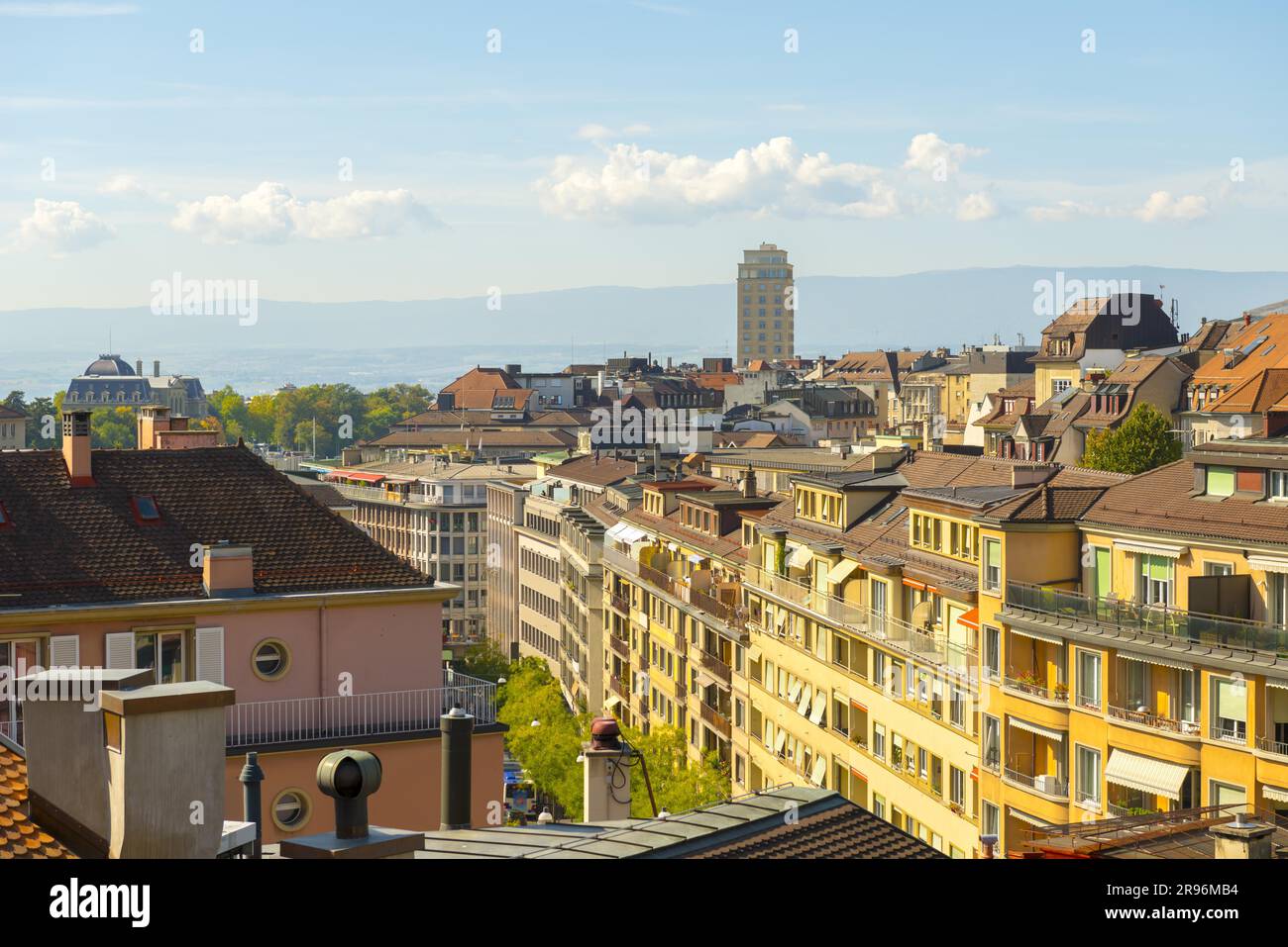Paysage urbain au-dessus de Lausanne, Suisse Banque D'Images