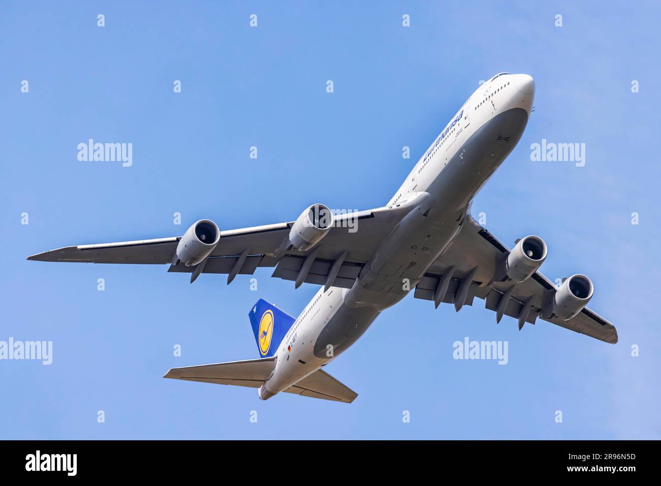 Jumbo Jet, Boeing 747-8 de la compagnie aérienne Lufthansa, Fraport Airport, Frankfurt am main, Hesse, Allemagne Banque D'Images