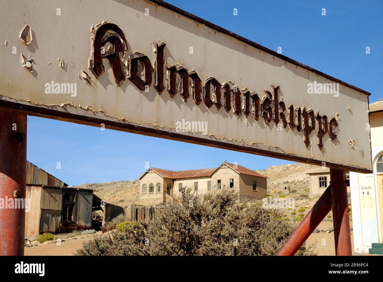 Shield, Kolmanskop, ville fantôme, Luederitz, Namibie Banque D'Images